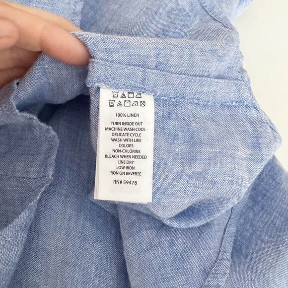 Antibes Blanc 100% Linen Chambray Strappy High Low Midi Dress Size M - Picture 6 of 6